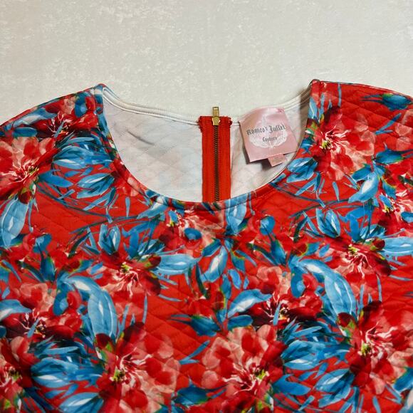 Romeo & Juliet Couture Crewneck Tropical Print Quilted Scuba Mini Dress Size Med - Picture 3 of 9